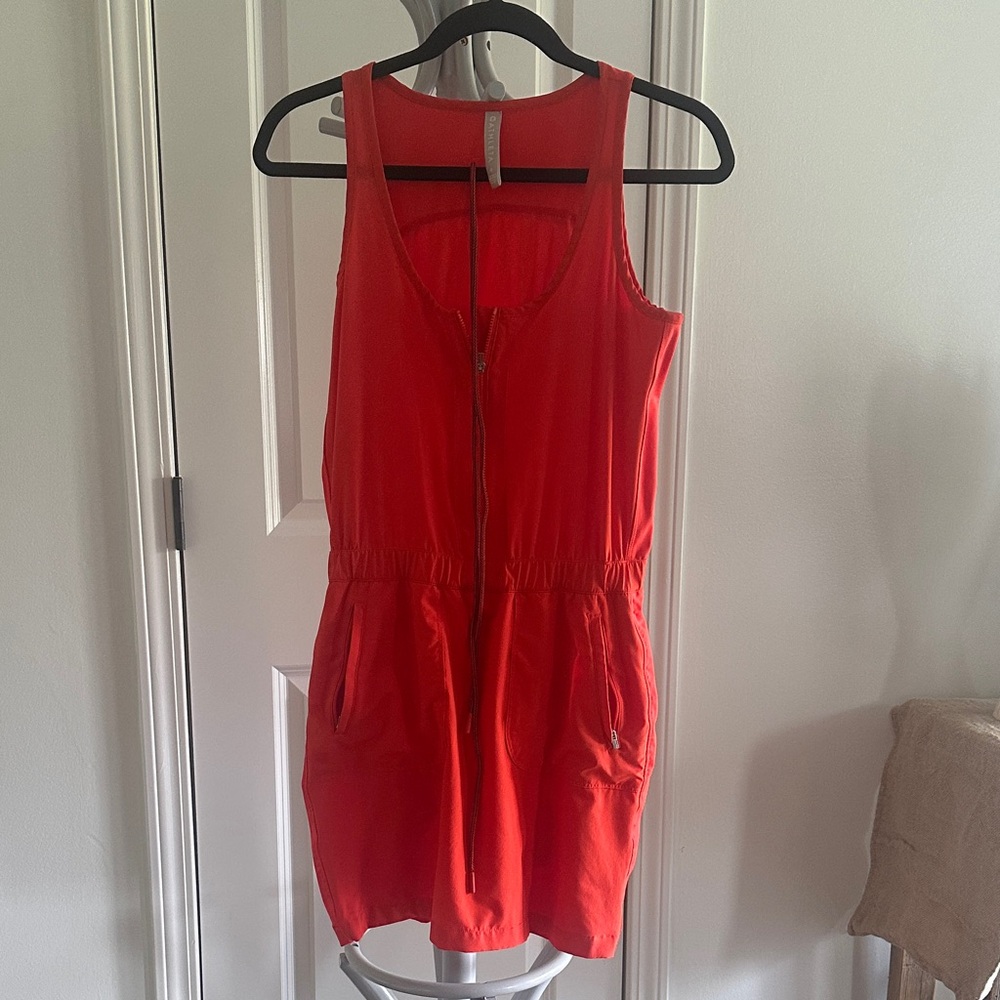 Red Sleeveless Sporty Dress with attached shorts